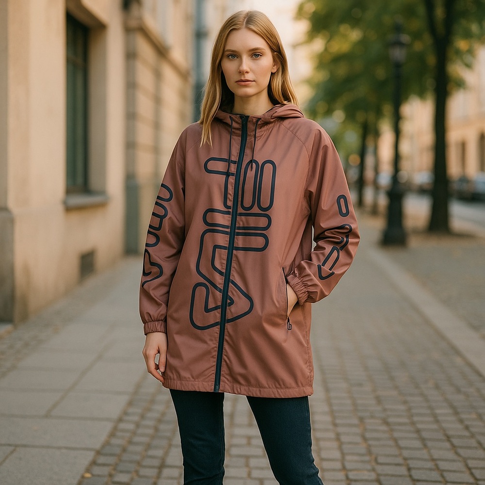 NWT FILA Tatiana Long Anorak Jacket Lightweight Logo